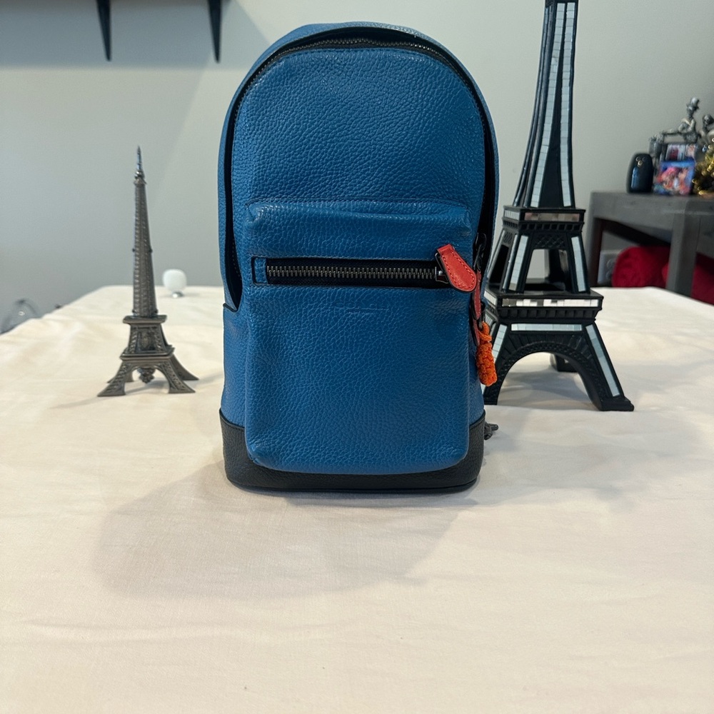 Blue Leather Backpack